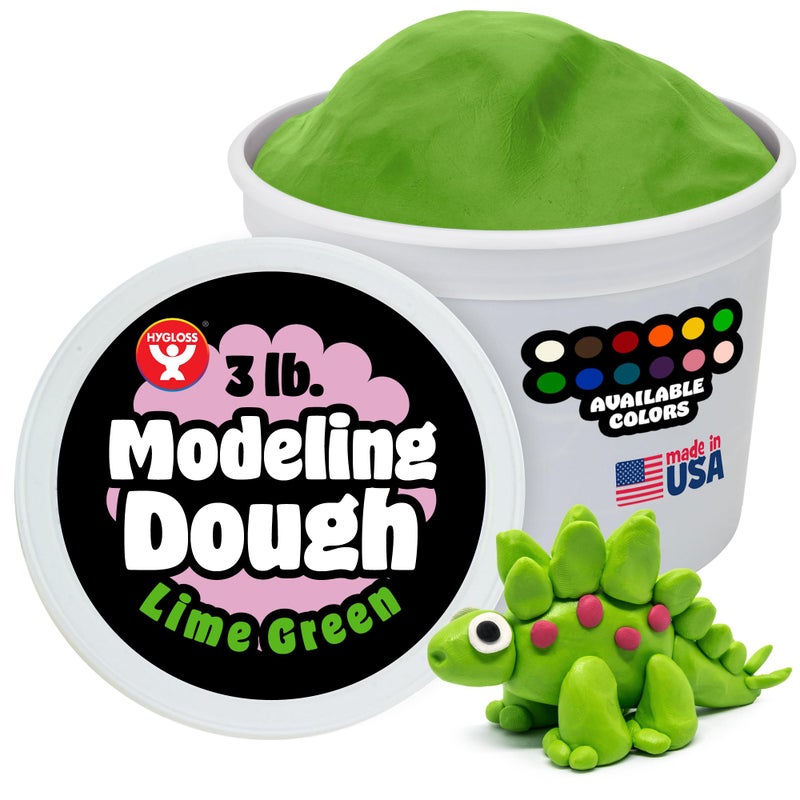 Hygloss Play Modeling Dough for Kids â€“ Safe & Non-Toxic Sensory Dough for Arts and Crafts â€“ 3 lb Tub â€“ Play Clay for Toddler Activities, Preschool Classroom Must-Haves â€“ Lime Green Color, Unscented - Image 1